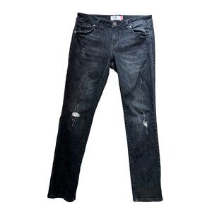 Cabi Slim Boyfriend Jeans Womens 32"W Black Distressed Straight Stretch Ankle